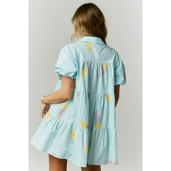 Let's Grab Ice Cream Poplin Dress in Sky Blue - Picture 4 of 5